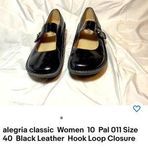 alegria classic Size 10 slip on shoe with hook and loop closure. black size 40.